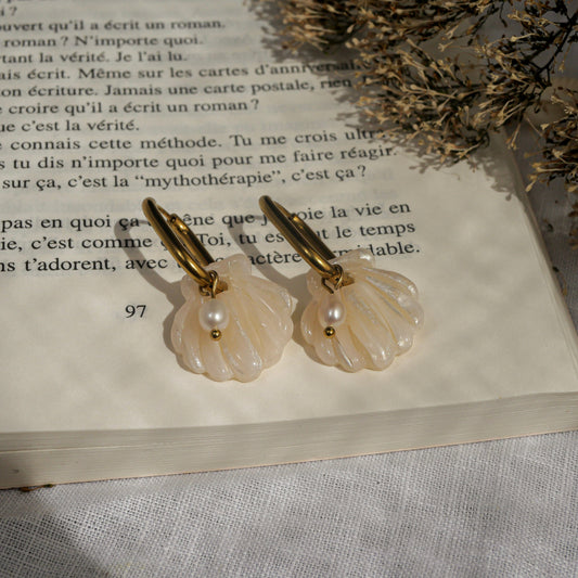 Écume- Nacre version dorée (pendentifs + perles)
