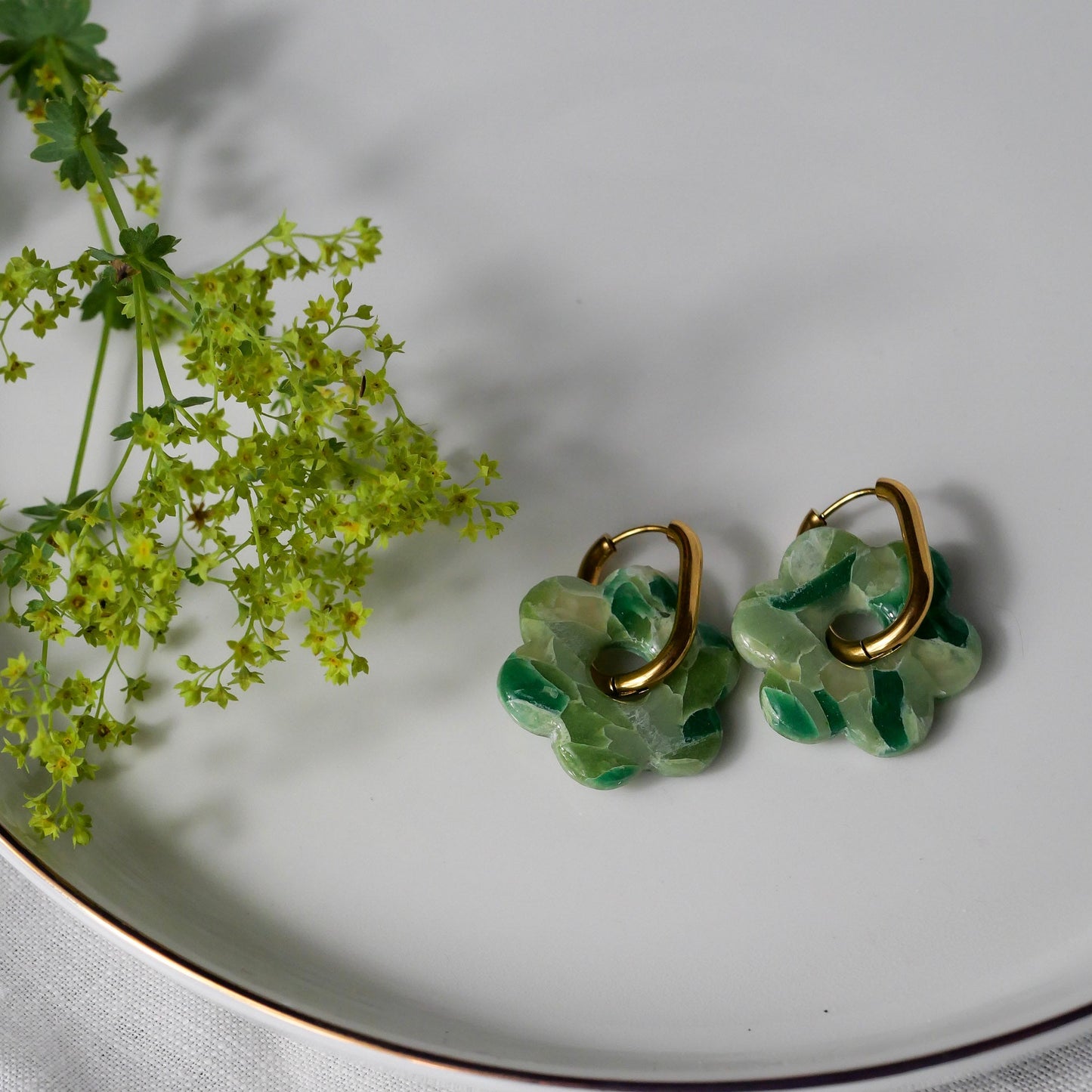 Fleurs signatures - Marbre vert (pendentifs seuls)