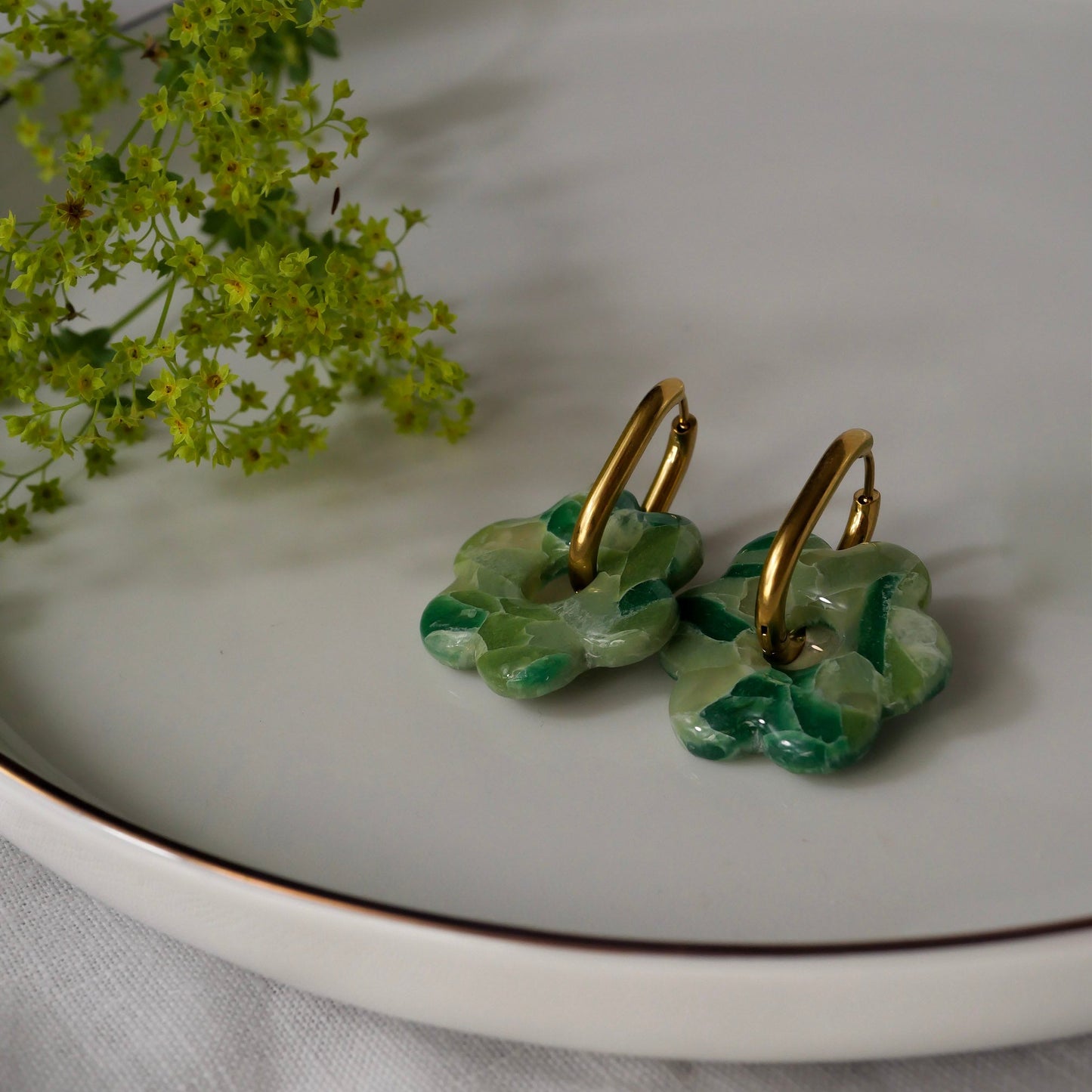 Fleurs signatures - Marbre vert (pendentifs seuls)