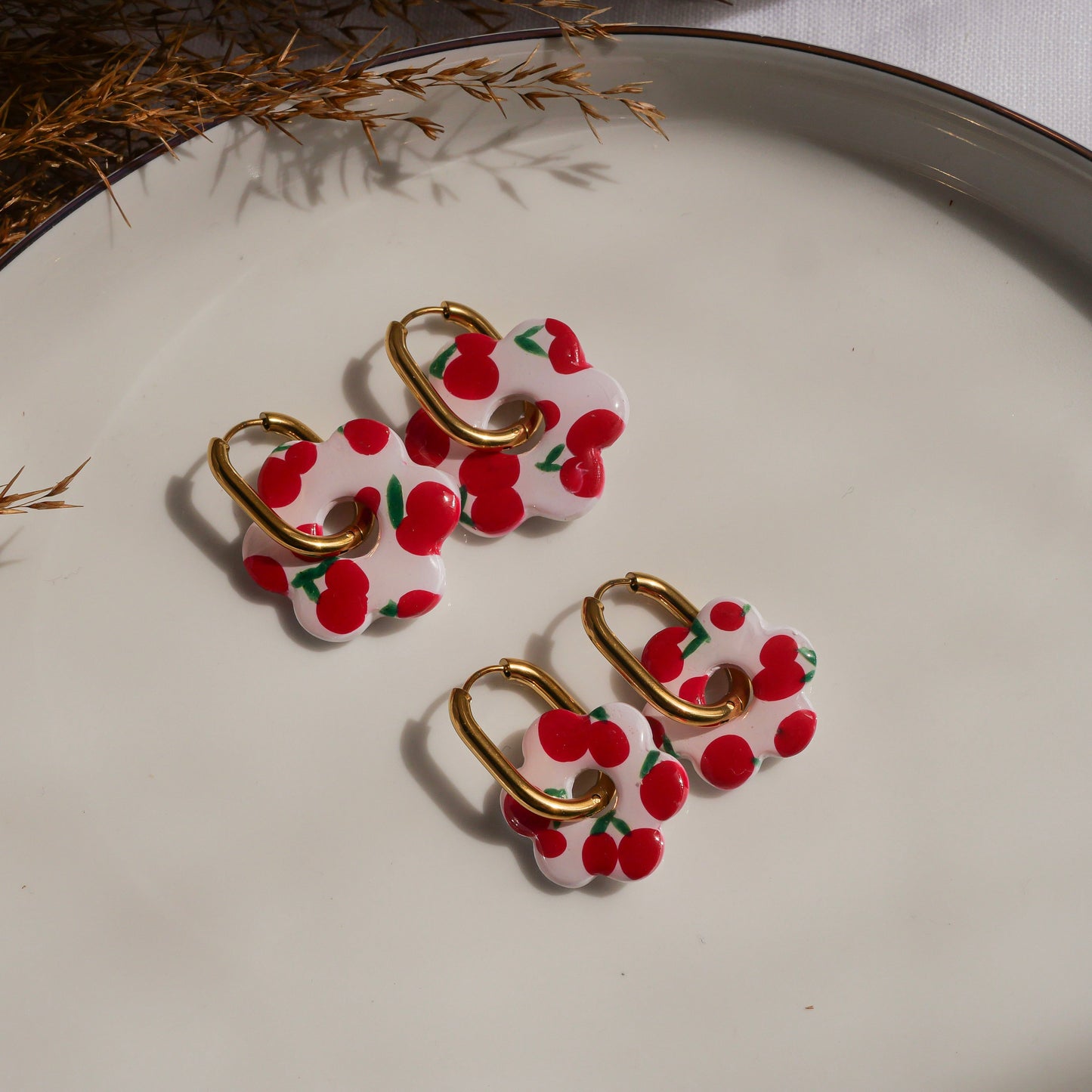 Fleurs signatures - Mini Cerise (pendentifs seuls)