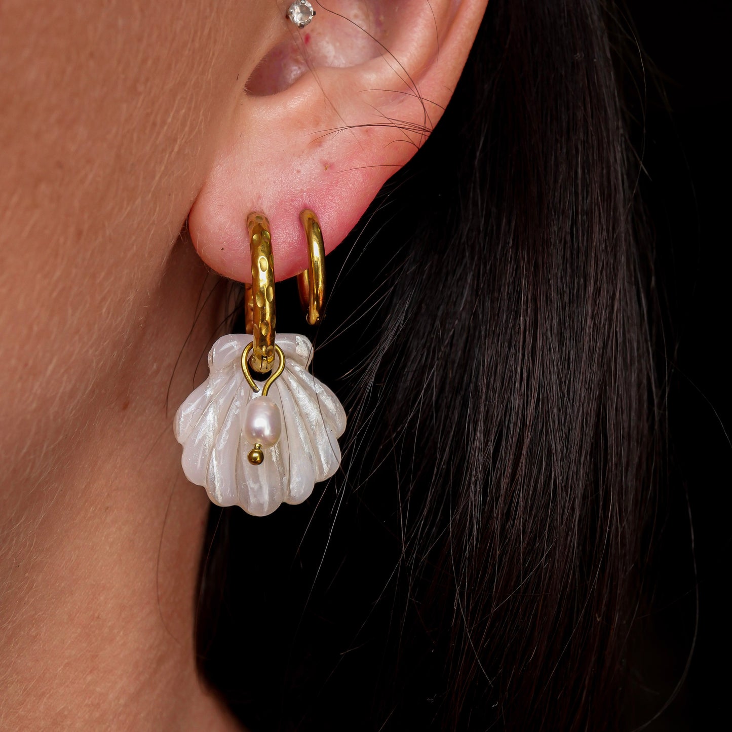 Écume- Nacre version dorée (pendentifs + perles)