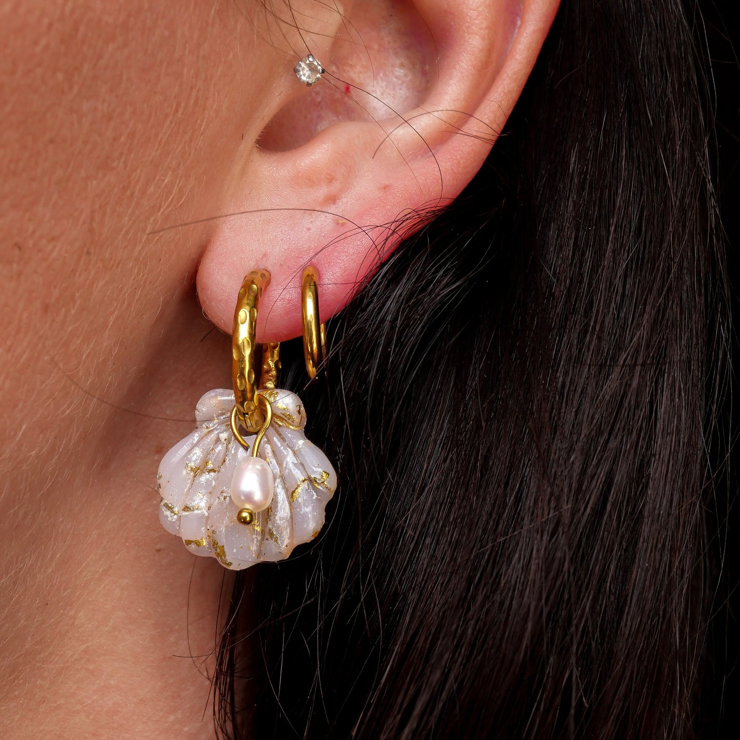 Écume- Or (pendentifs + perles)