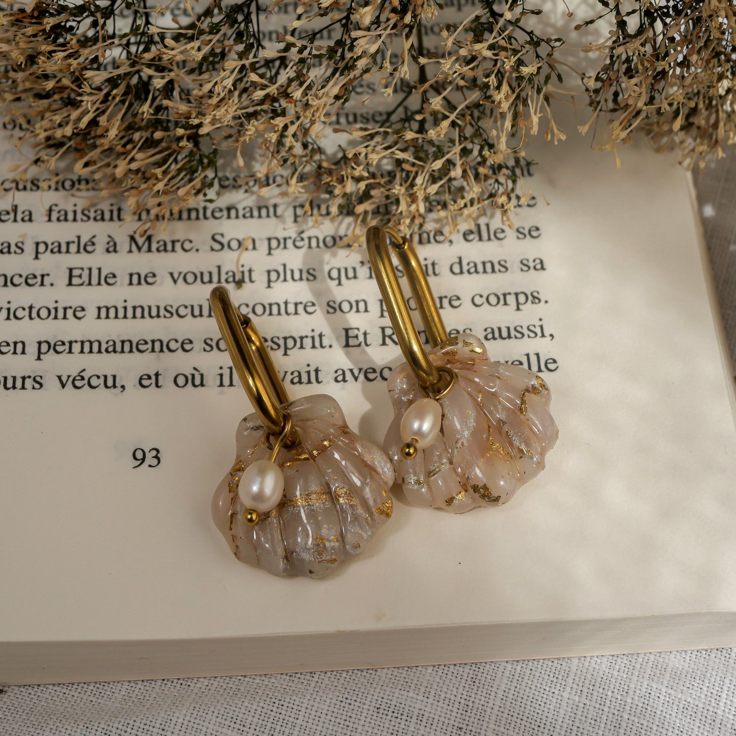 Écume- Or (pendentifs + perles)