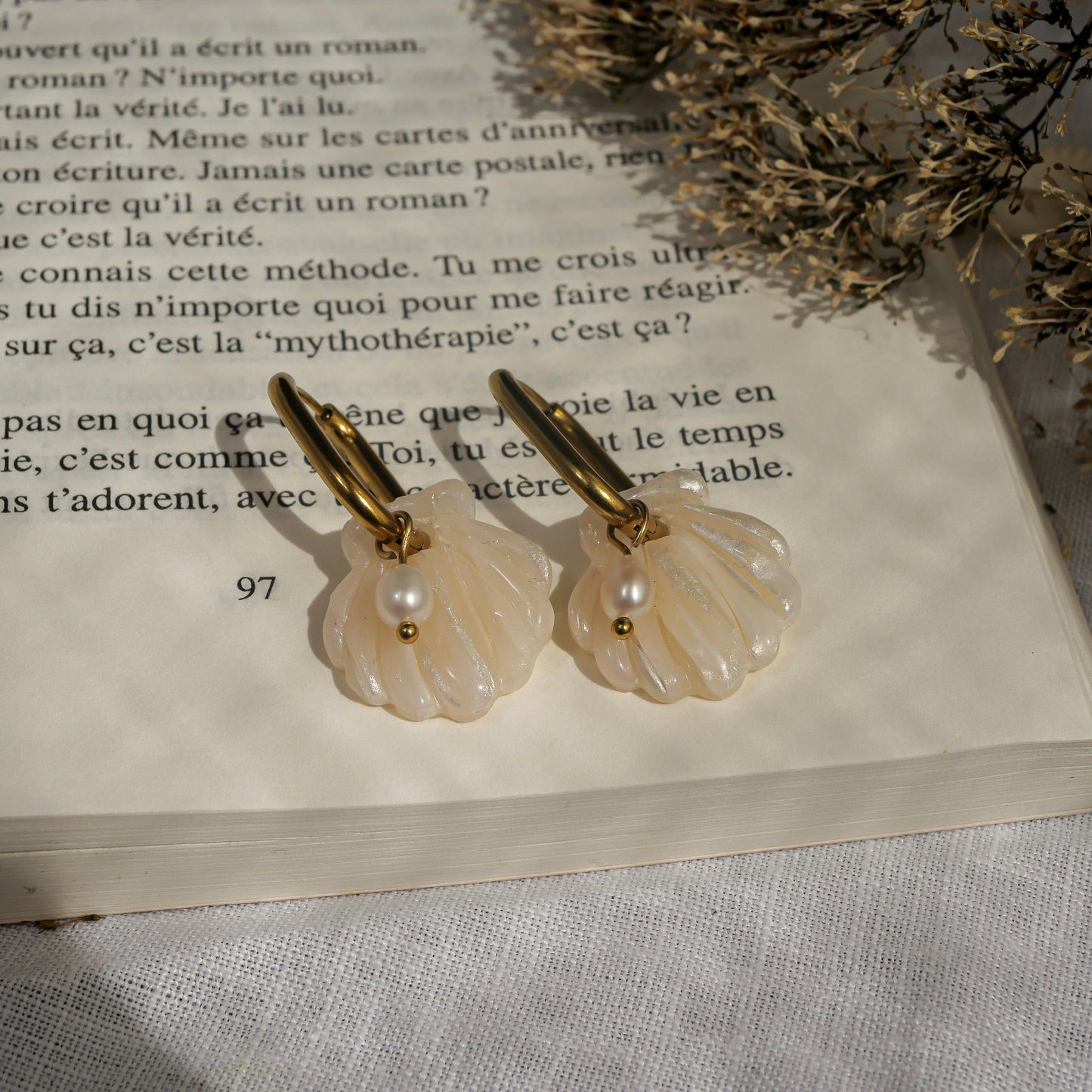 Écume- Nacre version dorée (pendentifs + perles)