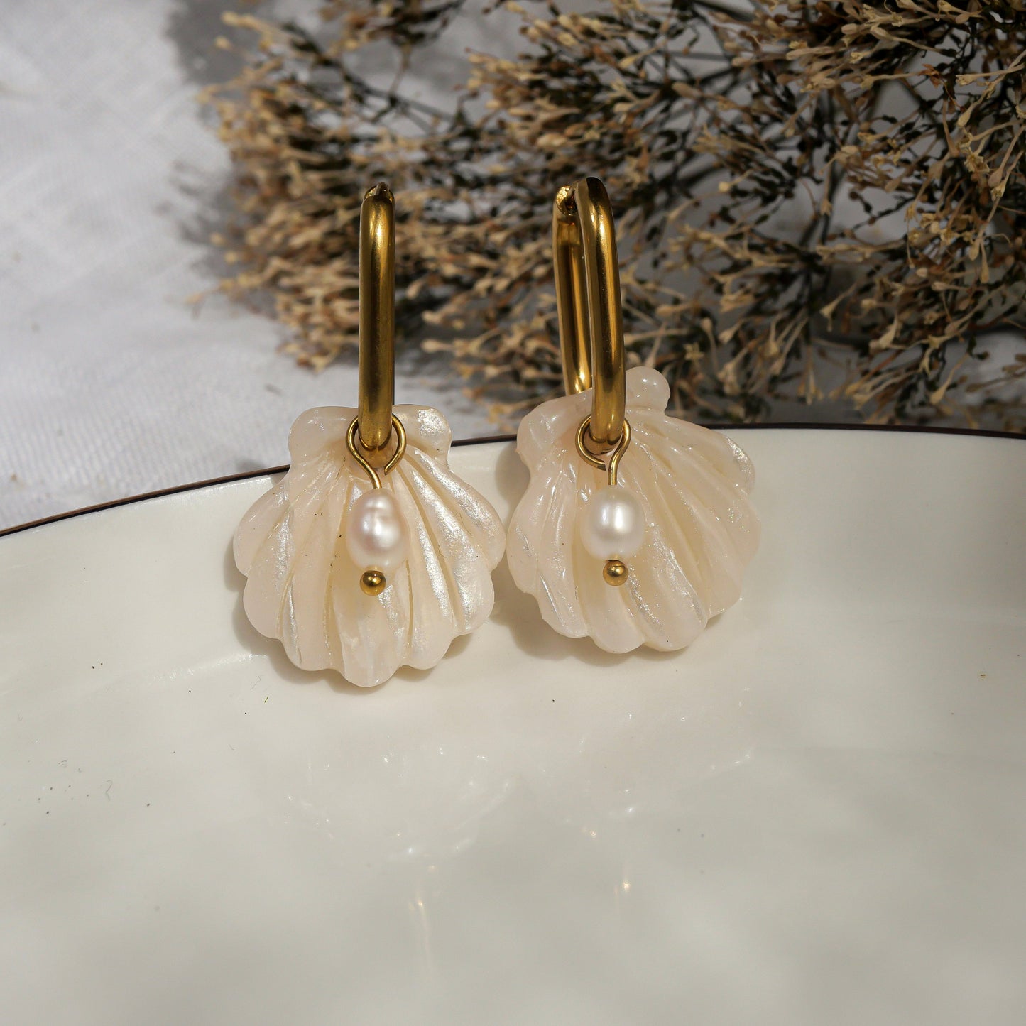 Écume- Nacre version dorée (pendentifs + perles)