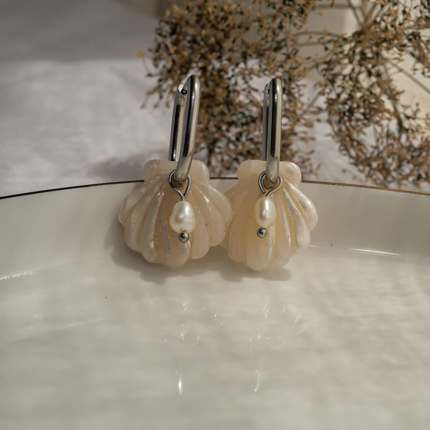 Écume- Nacre version argentée (pendentifs + perles)