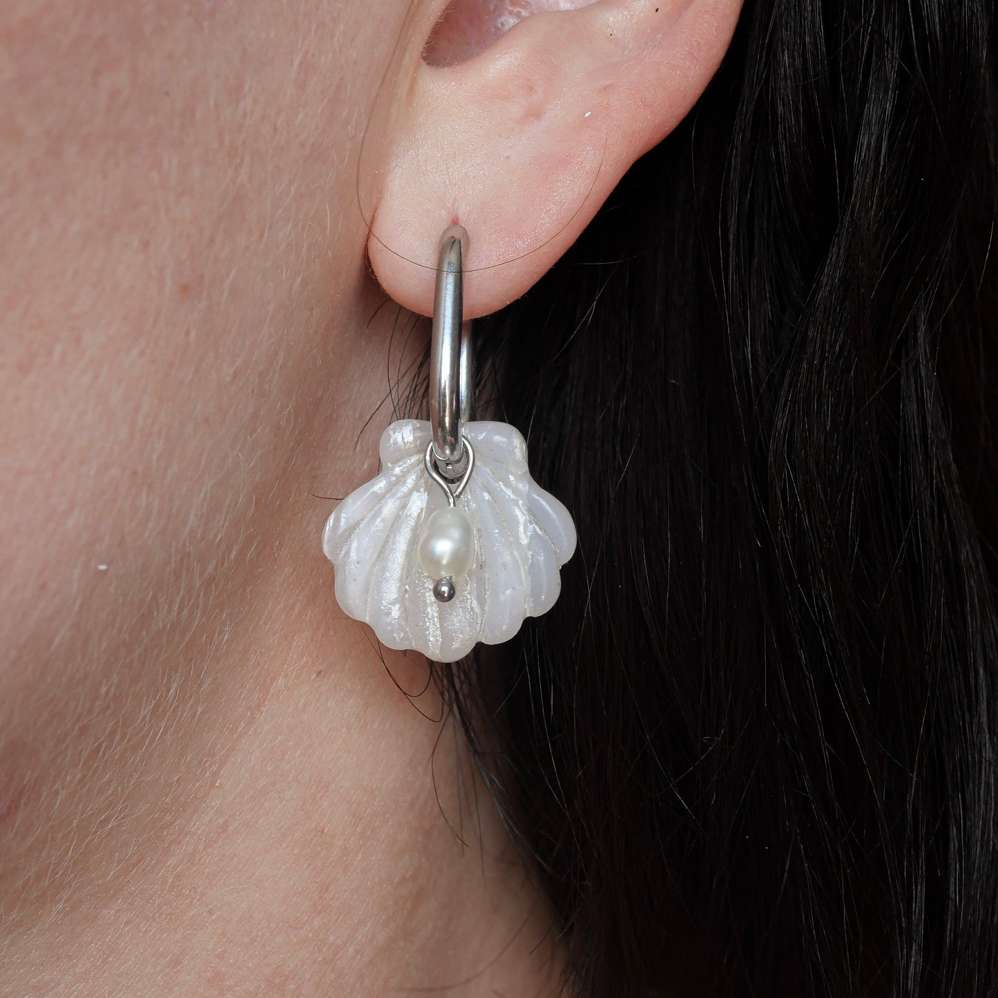 Écume- Nacre version argentée (pendentifs + perles)