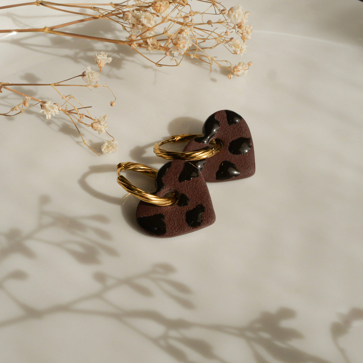 Coeur chocolat tacheté (pendentifs seuls)