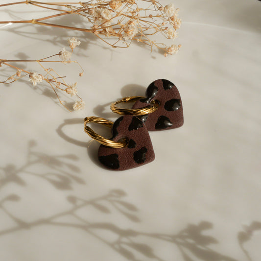 Coeur chocolat tacheté (pendentifs seuls)