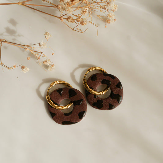 Elément - Donut chocolat tacheté (pendentifs seuls)