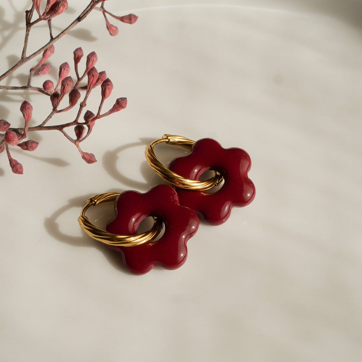 Mini Fleur Bordeaux (pendentifs seuls)