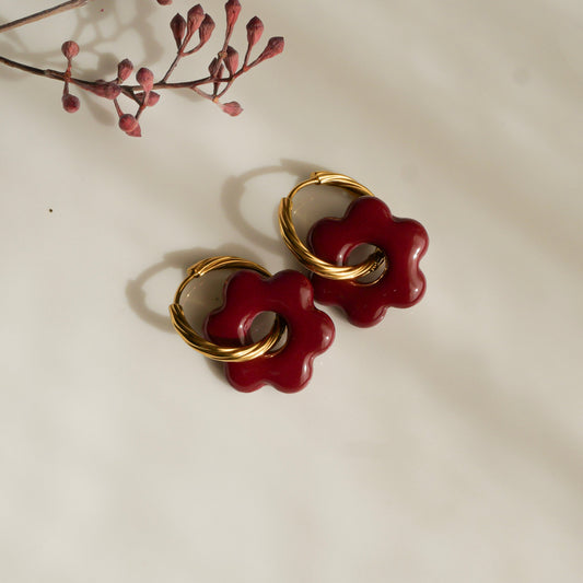 Mini Fleur Bordeaux (pendentifs seuls)