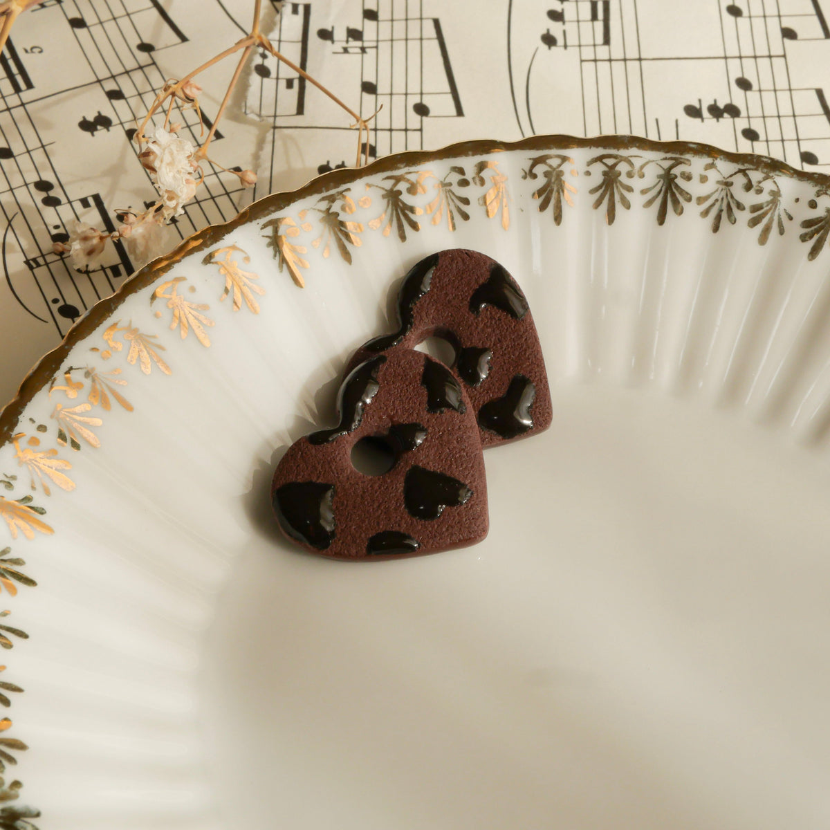 Coeur chocolat tacheté (pendentifs seuls)